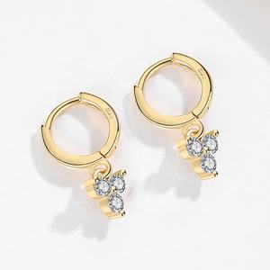 <span class=keywords><strong>Gioielli</strong></span> Nagosa moda donna 925 argento Sterling scintillante cerchi zirconi 18K oro Vermeil tris orecchini a goccia - Product Image 3