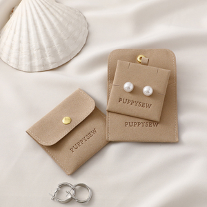 Bolsa de microfibra para joyería PUPPYSEW de 8*8cm con inserto para collar y pulsera, bolsa para guardar joyas y almohadilla de inserción con logo personalizado. - Product Image 5