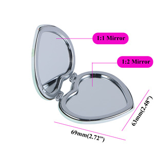 Tùy Chỉnh Bán Buôn <span class=keywords><strong>Mini</strong></span> Kim Loại Khung Hình Trái Tim Trang Điểm Nhỏ Gọn Mỹ Phẩm Cầm Tay Lash Lông Mi Make Up Có Thể Gập Lại Xách Tay Gương - Product Image 2