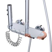 Ensemble de douche thermostatique en aluminium spatial chromé, jet à quatre vitesses, noyau de valve en céramique souple, poignée unique, barre coulissante murale