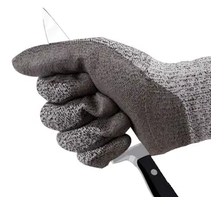 GG1003 устойчивые к порекам устойчивые к проколу защитные перчатки из нержавеющей стали с проволокой из волокна черные антирезные рабочие перчатки уровня 5