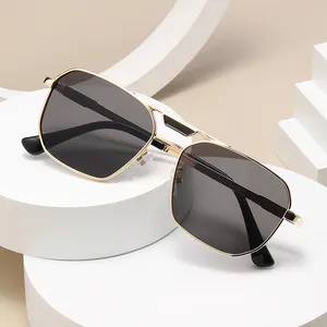 S2392 Top Selling Fall Winter 2023 Shade Designer Metal Frame Women Wholesale Sunglass Metal Round Double Bridge Sunglasses