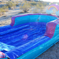 Toboggan aquatique gonflable géant commercial pour extérieur, thème arc-en-ciel, avec piscine amovible, pour enfants et adultes