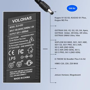 Cargador de batería de litio de 42V 2A para Kugoo S1 S2 S3 M2 Pro cargador rápido de CC para patinete Etwow <span class=keywords><strong>HIMO</strong></span> <span class=keywords><strong>Z20</strong></span> GOTRAX GXL V2 G2 G3 G4 - Product Image 5