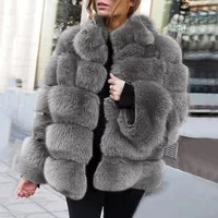Fur Coat New European And American Imitation Fur Women's Coat Faux Fur Coat Horizontal Stitching Artificial Solid Fur Coat