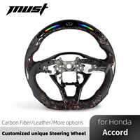 Volant personnalisé en fibre de carbone forgée rouge LED pour Honda Accord 10ème génération LX Sport SE EX-L Touring Odyssey 2018-2024