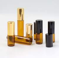 1ml 2ml 3ml 5ml 10ml MIni Huile essentielle de parfum en verre de couleur ambre Roll on Bottle with Steel Roller Ball
