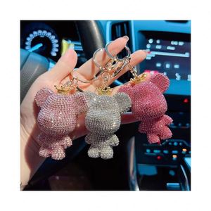 Nouveau porte-clés de luxe en métal avec strass et cristaux, motif ours mignon, pour sac et clés de voiture, pour filles - Product Image 1