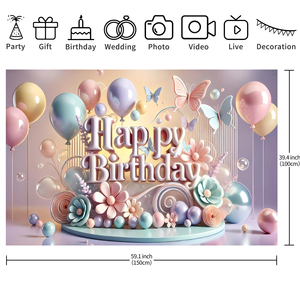 Fondo <span class=keywords><strong>de</strong></span> Decoración para Fiesta <span class=keywords><strong>de</strong></span> Primer Cumpleaños <span class=keywords><strong>de</strong></span> Niña, con Diseño <span class=keywords><strong>de</strong></span> Mariposas y Flores en Color Macarrón, Efecto 3D - Product Image 6