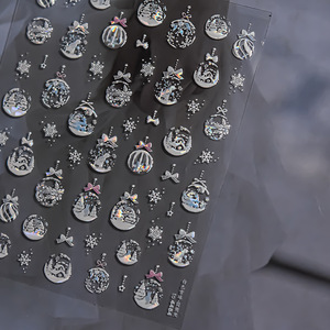 5D gaufrage noël ongles conceptions <span class=keywords><strong>flocon</strong></span> <span class=keywords><strong>de</strong></span> <span class=keywords><strong>neige</strong></span> décalcomanies noël ongles autocollants décorations noël presse sur les ongles - Product Image 4