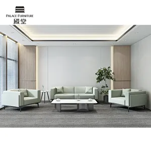 New Design Modern Leather Upholstered Waiting Big Boss Office Couch Italian Hotel Executive Sofa Set