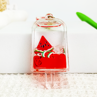 Porte-clés Charme Créatif en Acrylique Thème Été : Dessin Animé Mignon, Tendance Mode, Glace en Forme de Sucette, Mini Fruits Flottants – Idéal Cadeau