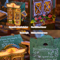 Kit de bricolage IIECREATE pour coin lecture 3D, puzzle en bois miniature, maison miniature SL-35, coin lecture magique, puzzle pour adultes, maison de poupée