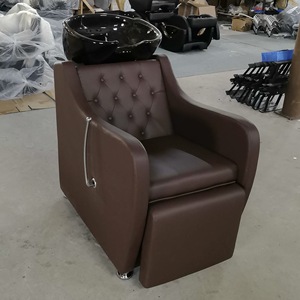 Sillón de Peluquería en Oferta, Cómodo, de Cuero, con Lavabo Giratorio de Cerámica para Salón de Belleza - Product Image 3