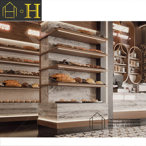 ไม้ตู้โชว์อาหารตู้โชว์แก้วที่กำหนดเองเบเกอรี่เค้กแสดงเคาน์เตอร์ขายส่ง - Product Image 5