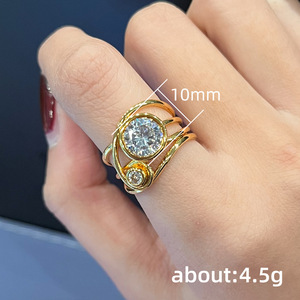 F1431 Anello da Donna in Oro Giallo con Diamante Taglio Brillante Rotondo Colore G Naturale Gioiello di Fidanzamento - Product Image 5