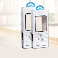 Boîte en carton rigide personnalisée en gros pour l'emballage de câbles USB et de lignes de données électroniques, avec gaufrage, recyclable, impression CMYK