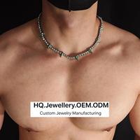 Collier tendance à chaîne avec accents en pointes et pierres entièrement pavées, en acier inoxydable hypoallergénique, bijoux fins unisexes de précision, vente chaude