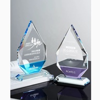 Trophée personnalisé en cristal optique K9 Pujaing, forme bouclier, transparent, avec plaque flamme facettée gravée, cadeau d'affaires