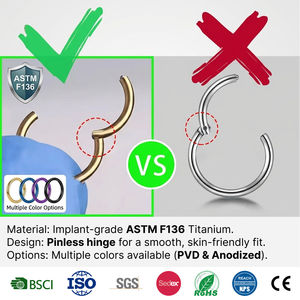Boucles de nez en titane de qualité implantaire ASTM F136 JIAXIN, anneaux <span class=keywords><strong>clicker</strong></span>, bijoux de piercing corporel - Product Image 3