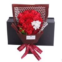 Duftende Braut 19 Stück künstliche Seife Rose Nelke Blumenstrauß Geschenk transparente Box für Valentinstag Muttertag Hochzeit