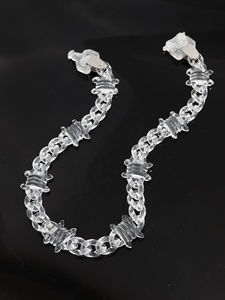 Best Seller Nuova Collana Personalizzata da Uomo con Lucchetto Satinato e Catena in Acrilico Trasparente a Spine, Idea Regalo <span class=keywords><strong>per</strong></span> Fidanzato - Product Image 3