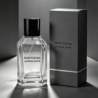 Flacon de parfum en verre carré à facettes biseautées de 30 ml, 80 ml, 100 ml, avec bouchon noir, gravure personnalisée, flacon vide rechargeable avec vaporisateur