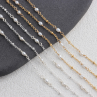 Chaîne Saturne en Or 14K Plaqué/Argent S925 avec Perles de Riz d'Eau Douce de 2-2,5 mm pour la Fabrication de Colliers et Bracelets Permanents