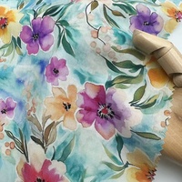 Tissu en Lin 100% Tissé Écologique en Promotion – Motif Floral Imprimé Numérique Vibrant Grandes Fleurs Doux et Respirant pour Robes