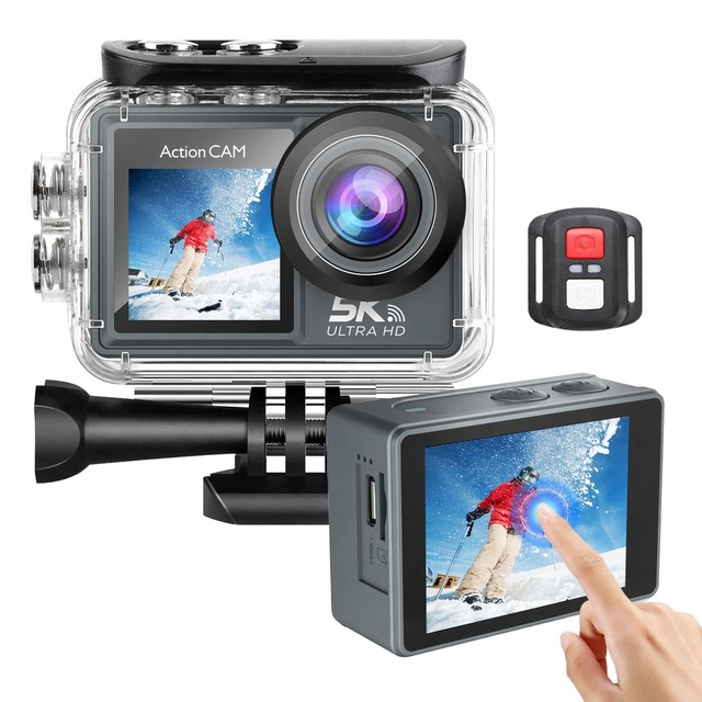 5K 30fps 48MP EIS 6 Axis Stabilization Dual Screen Touchscreen 30M Waterproof WiFi 170 Degree Wide Angle Sports Action Camera