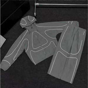 טראקסוט מחזיר אור קל משקל, איכותי, מעיל רוח עם פסים, רוכסן, מכנסיים ישרים, זוהר, יוניסקס - Product Image 3