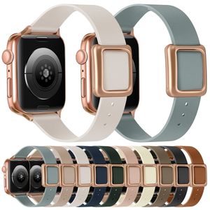 Bracelet de montre en cuir magnétique pour Apple Watch Series 10 9 42mm 46mm 41mm 45mm, bracelet en cuir souple avec fermoir métallique, ceinture de montre - Product Image 6