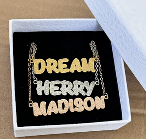 Qiuhan на заказ, колье с 3D именем, с сердечками, объемная буква, подвеска из нержавеющей стали, персонализированные ювелирные изделия, подарок - Product Image 6