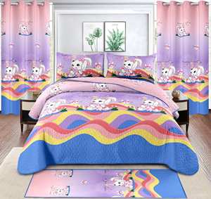 Juego de Ropa de Cama Infantil de 7 Piezas con Dibujos Animados, con Cortinas, Cubrecama Acolchado y Sábanas <span class=keywords><strong>para</strong></span> Niños y <span class=keywords><strong>Niñas</strong></span> - Product Image 3