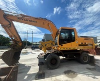 Excavatrice Hyundai R210W 7 roues d'occasion d'origine coréenne, moteur Cummins, bien entretenue, d'occasion, Hyundai R210W 7, excavatrice hydraulique
