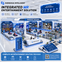 Ensemble d'équipements pour parc d'attractions intérieur : VR 9D, arène de laser game, piste de karting et voitures tamponneuses avec conception de plan de site