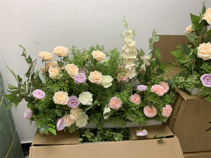 QSLH-638 Chemin de table floral pour mariage, arrangement floral en soie, chemin de table pour allée, fleurs artificielles pour toile de fond de mariage - Product Image 5