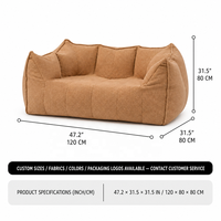 Nouvel Arrivage Canapé deux places moderne sous vide en polaire Teddy camel avec mousse déchiquetée, idéal pour salon convivial pour les animaux de compagnie