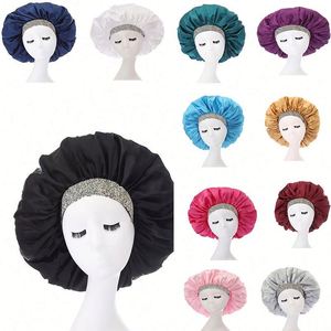Gorros de Dormir Grandes y Suaves con Banda Elástica Ancha de Satén, Gorro para Dormir, Cubrecabezas para Mujeres con Cabello Rizado Natural y Trenzas - Product Image 1