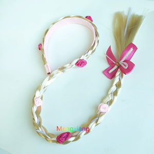 Princesa vestir pelucas princesa <span class=keywords><strong>Rapunzel</strong></span> peluca trenzada larga diademas con Tiara flores adornan para niñas ACCESORIOS DE DISFRACES - Product Image 4