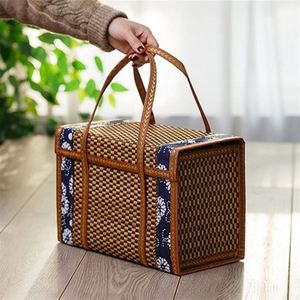 Acheter Panier de pique-nique <span class=keywords><strong>en</strong></span> ligne tissé stockage Shopping gris sac à dos rustique refroidisseur couleurs plage personnes terres fin cylindre - Product Image 6