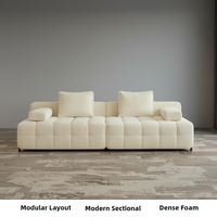 Ensemble de canapés modulaires rectangulaires modernes avec tissu bouclé et rembourrage en éponge, meubles de salon