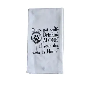 Mutfak temizlik bezi için içme ve köpek tasarımı ile komik pamuklu havlular