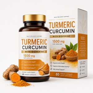 Curcumine de Curcuma Végétal 1500mg avec Extrait de BioPerine 95% Curcuminoïdes Soutien Articulaire Capsules Végétales Vente <span class=keywords><strong>en</strong></span> <span class=keywords><strong>Gros</strong></span> OEM - Product Image 1