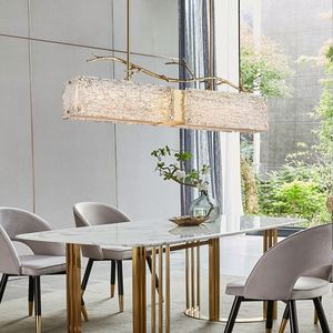 Lampadario Moderno di Lusso in Vetro Vintage, Lampada <span class=keywords><strong>a</strong></span> <span class=keywords><strong>Sospensione</strong></span> Rettangolare Decorativa <span class=keywords><strong>per</strong></span> Tavolo <span class=keywords><strong>da</strong></span> Pranzo, Interamente in Rame - Product Image 5