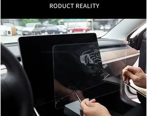 Pelindung layar sentuh pabrik untuk Tesla Model 3/Y 15 inci, perlindungan navigasi kaca Tempered lapisan kaca kontrol Tengah
