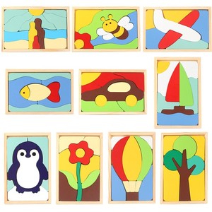 Vente en gros de puzzles 3D, puzzles en bois, jouets éducatifs Montessori, animaux de dessin animé, véhicules, jouets cognitifs en bois pour enfants - Product Image 2