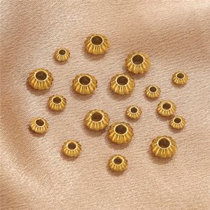 Cuentas espaciadoras acanaladas tipo rondel |   Cuentas de disco de calabaza de acero inoxidable chapadas en oro PVD de 18K <span class=keywords><strong>para</strong></span> la fabricación de pulseras, collares y joyas DIY - Product Image 2