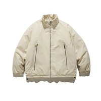 Veste en duvet d'hiver de haute qualité pour hommes avec poche zippée col montant personnalisée couleur unie coupe ample grande taille processus tricoté