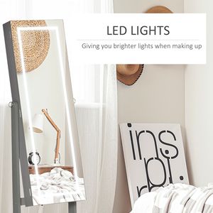 Lockable Jewelry <b>Cabinet</b> with Full-Length Mirror Floor Standing Organizer 4 Adjustable Angles <b>Grey</b> - Product Image 5